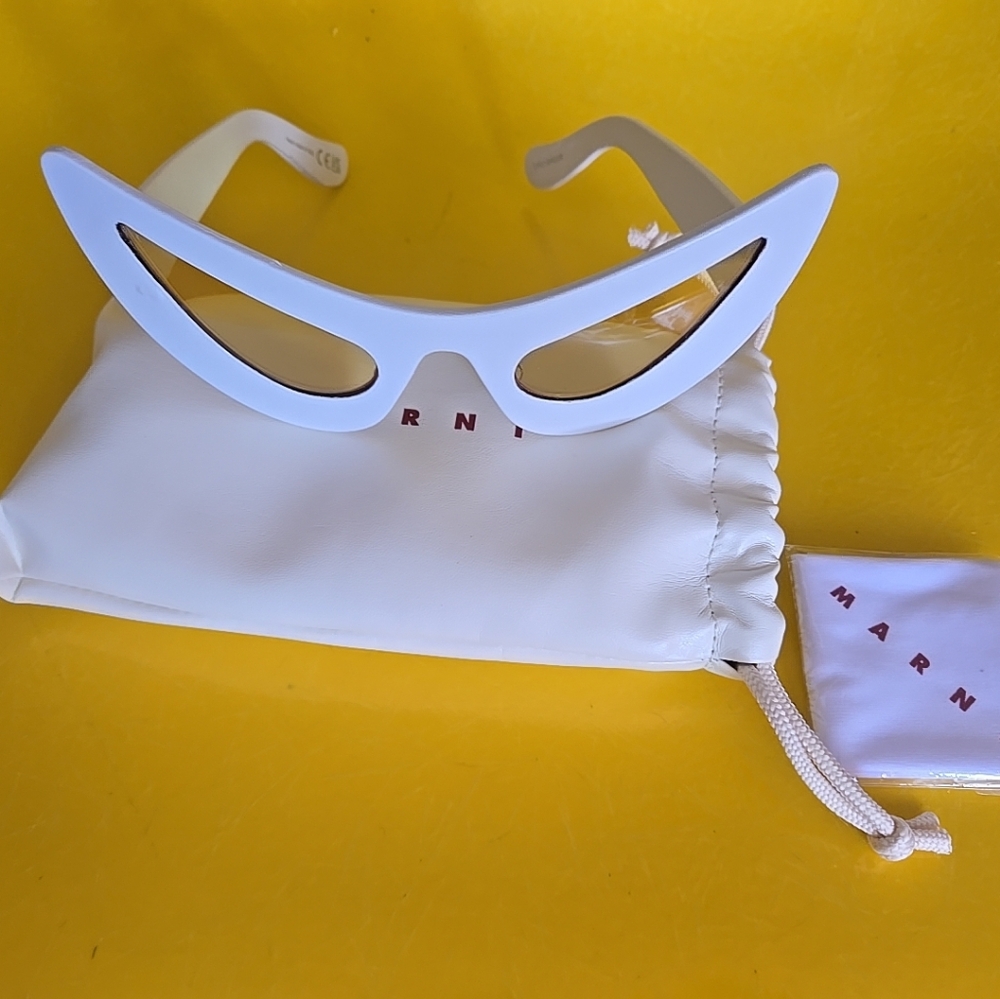 Marni White and Gold Cat-Eye Sunglasses - Picture 6 of 16